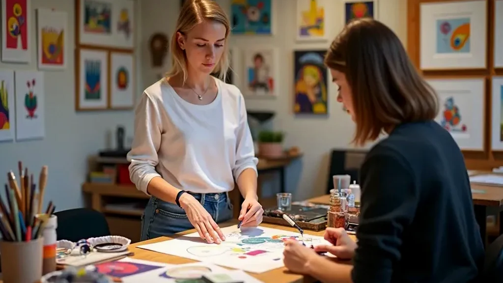 A hands-on illustration workshop in progress