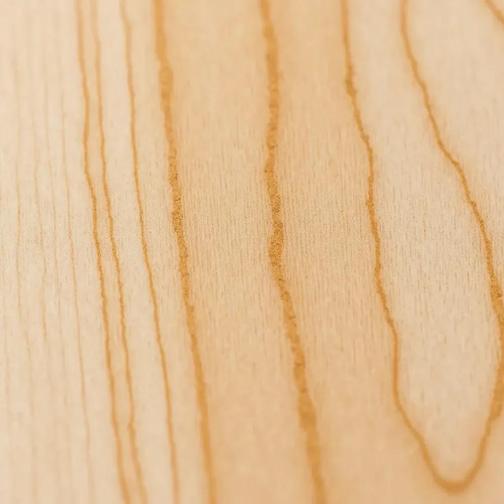 A close-up of the beech grain, its natural patterns and fine finish on display