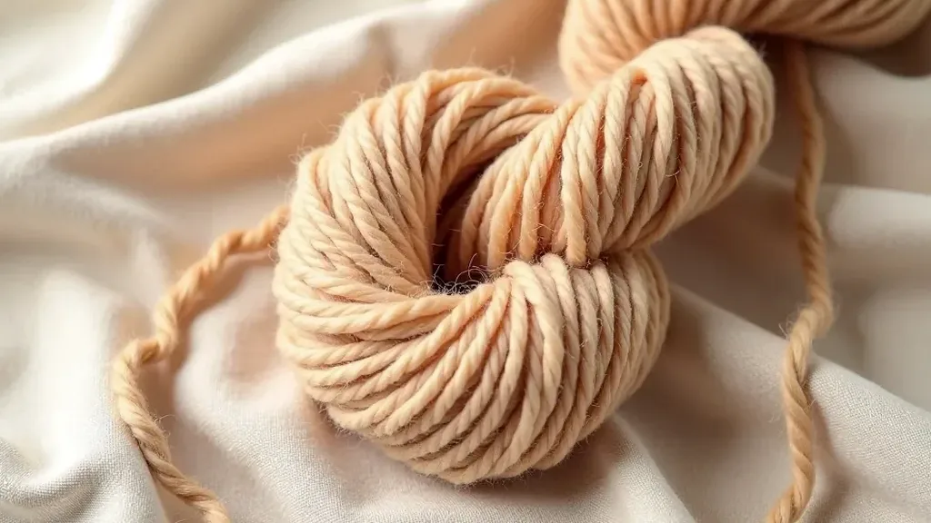 Plush merino wool yarn in cozy earthy shades wound into a neat coil