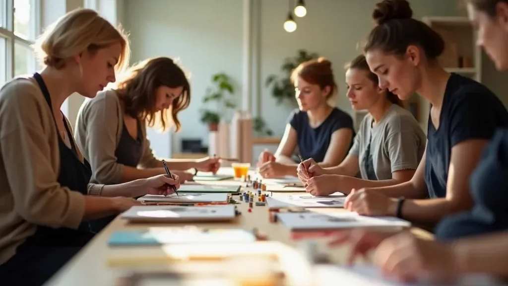 A community workshop where artists and makers collaborate on creative projects